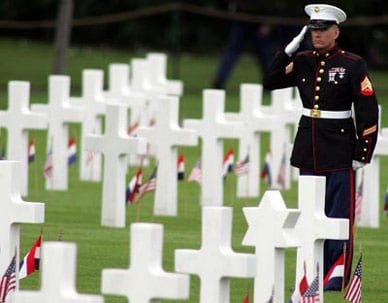 Marine Salutes over Graves