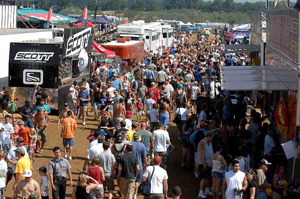 A Crowded Vendor Row at RedBud – Credit Carl Stone