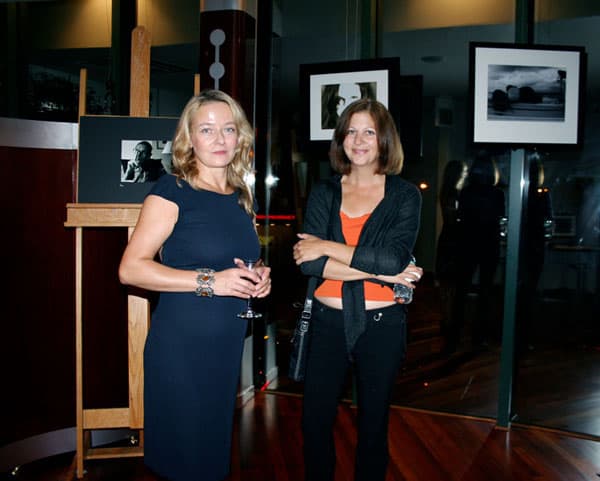 Barbara with her guest at the exhibition.