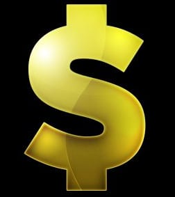 Dollar Sign over black background